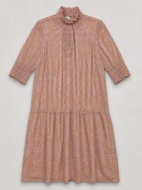 Baum und Pferdgarten Adelena Silk Blend Floral Dress Pink Yellow Ruffle Collar S